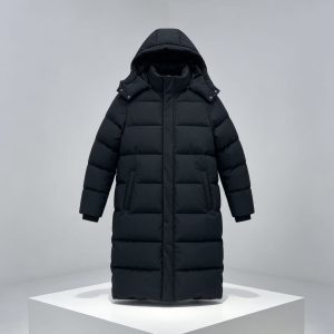 连帽长款棉服